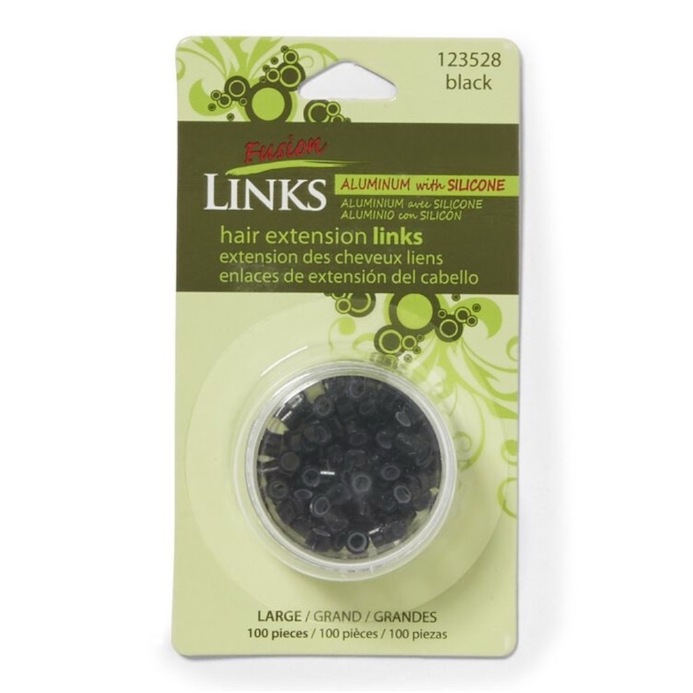 FUSION BLACK LARGE SILICONE LINING MICRO LINKS 100PCS - BRAND NEW
